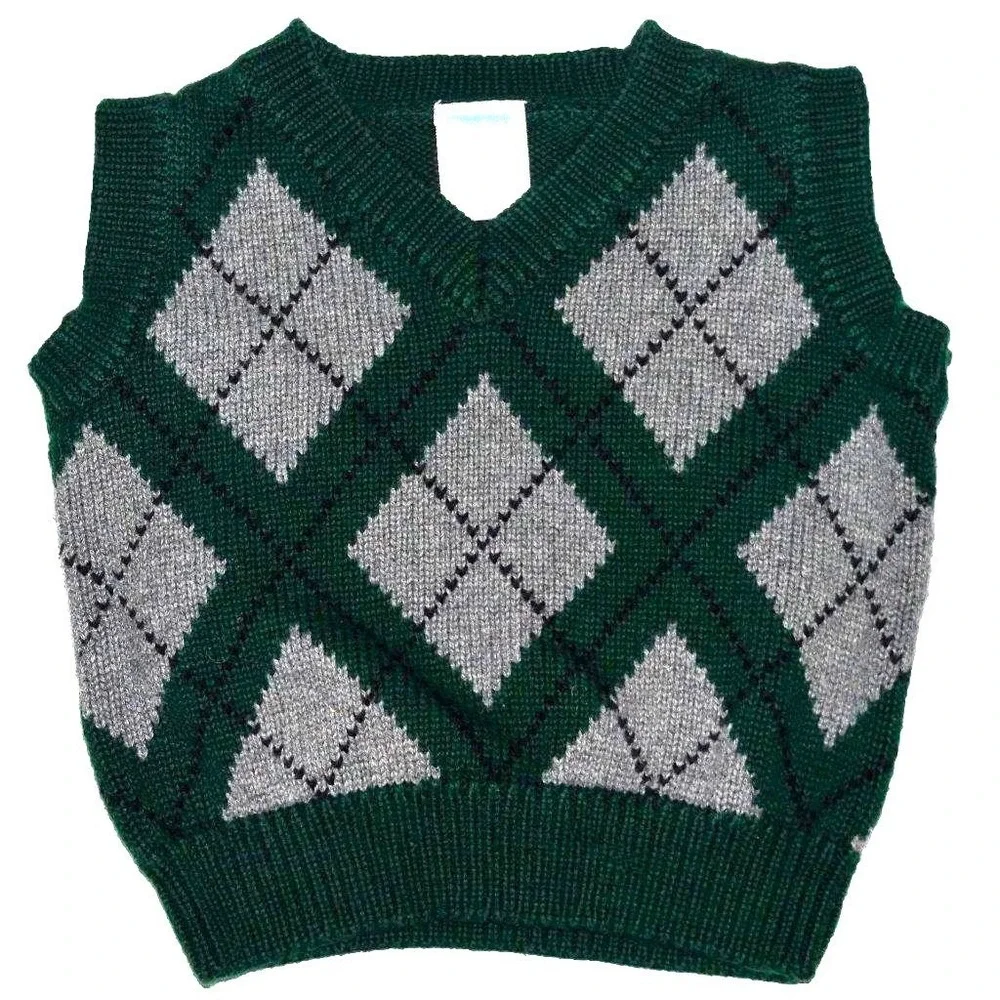 EUC Gymboree Baby Boys Size 3 6 Months Argyle Green Gray Cotton Sweater Vest